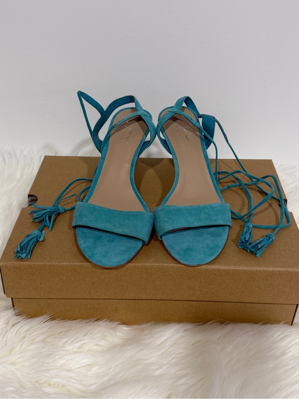 Turquoise Suede Lace-Up Women's Sandals Ladies